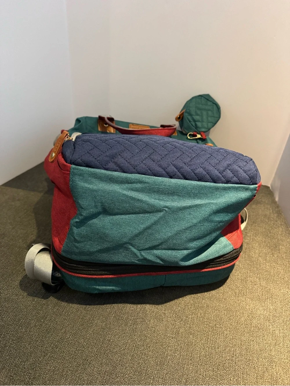 Good Mum Diaper Bag Backpack Teal/Red/Navy w Changing/Napping Station USBCharger